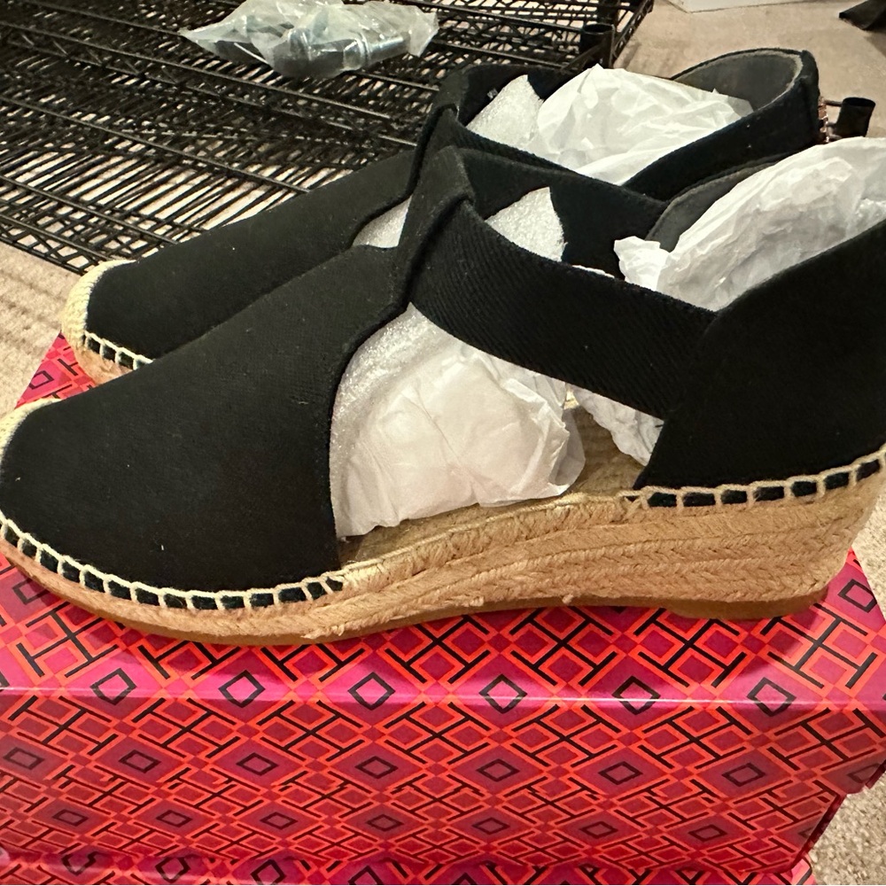 Black Espadrille Wedge Sandals